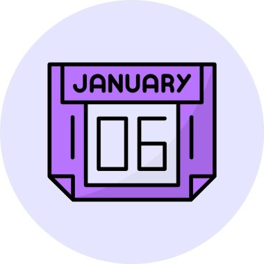 6 Ocak web simgesi, basit vektör illüstrasyonu