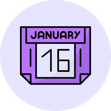 16 Ocak web simgesi, basit vektör illüstrasyonu