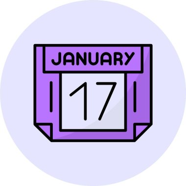 17 Ocak web simgesi, basit vektör illüstrasyonu