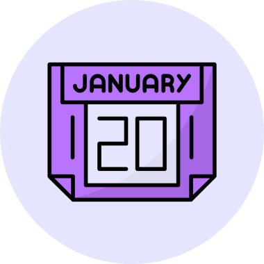 20 Ocak web simgesi, basit vektör illüstrasyonu