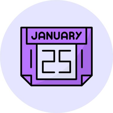 25 Ocak web simgesi, basit vektör illüstrasyonu