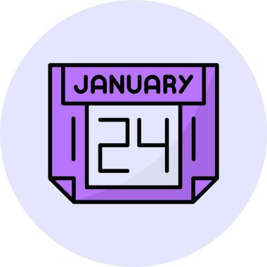 24 Ocak web simgesi, basit vektör illüstrasyonu