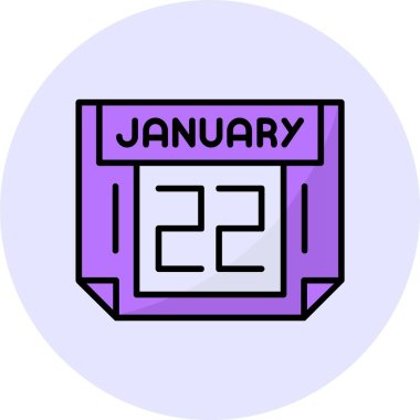 22 Ocak web simgesi, basit vektör illüstrasyonu