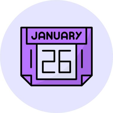 26 Ocak web simgesi, basit vektör illüstrasyonu