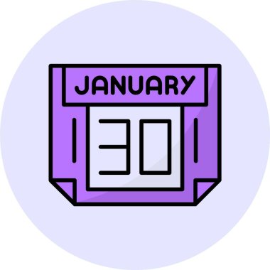 30 Ocak web simgesi, basit vektör illüstrasyonu