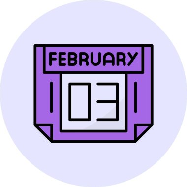 3 Şubat tek gün takvimi, web simgesi, basit vektör illüstrasyonu