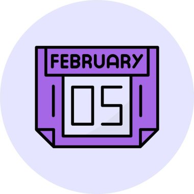 5 Şubat tek gün takvimi, web simgesi, basit vektör illüstrasyonu