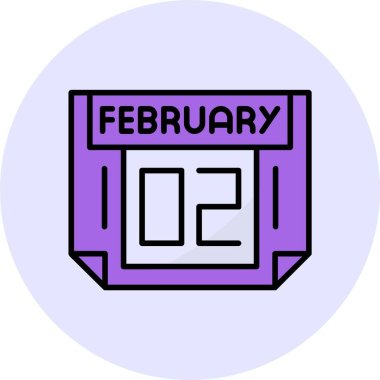 2 Şubat tek gün takvimi, web simgesi, basit vektör illüstrasyonu