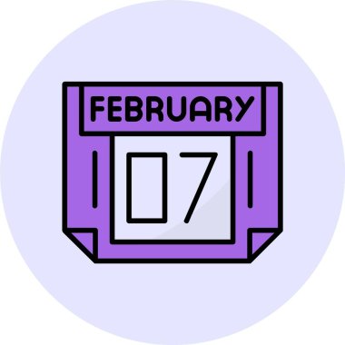 7 Şubat tek gün takvimi, web simgesi, basit vektör illüstrasyonu