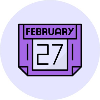 27 Şubat tek gün takvimi, web simgesi, basit vektör illüstrasyonu