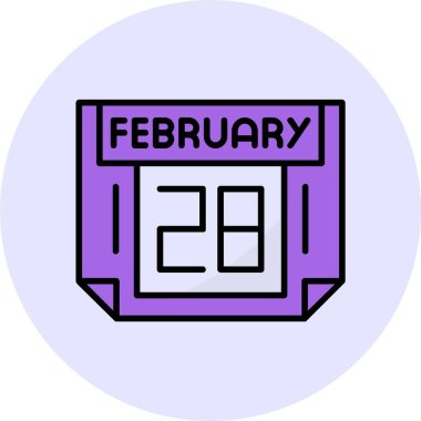 28 Şubat tek gün takvimi, web simgesi, basit vektör illüstrasyonu