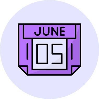 5 Haziran takvimi. Web simgesi basit tasarım