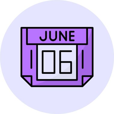 6 Haziran takvimi. Web simgesi basit tasarım