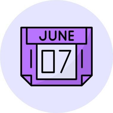 7 Haziran takvimi. Web simgesi basit tasarım