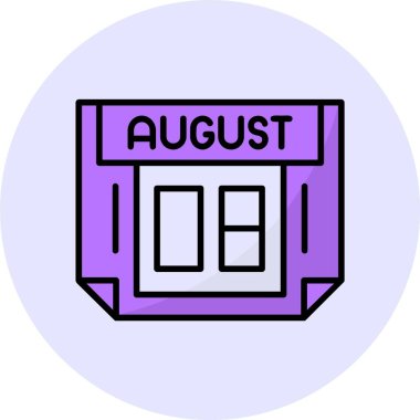 08 Ağustos tek gün takvimi, web simgesi, basit vektör illüstrasyonu 