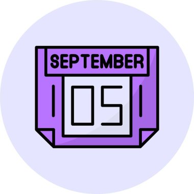 5 Eylül tek gün takvimi, web simgesi, basit vektör illüstrasyonu