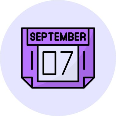 7 Eylül tek gün takvimi, web simgesi, basit vektör illüstrasyonu