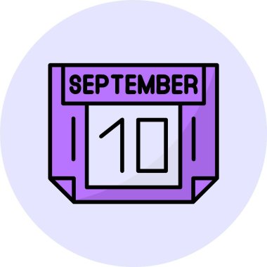 10 Eylül tek gün takvimi, web simgesi, basit vektör illüstrasyonu