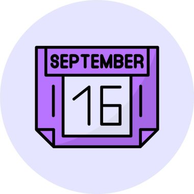 16 Eylül tek gün takvimi, web simgesi, basit vektör illüstrasyonu