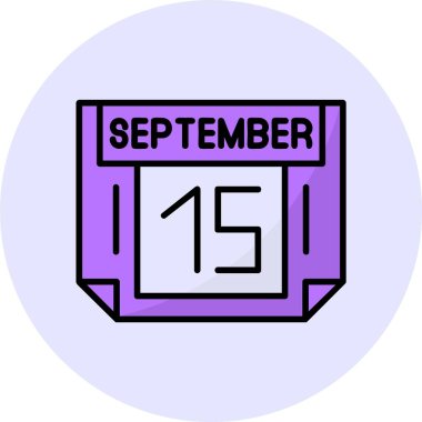 15 Eylül tek gün takvimi, web simgesi, basit vektör illüstrasyonu