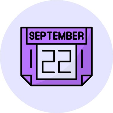 22 Eylül tek gün takvimi, web simgesi, basit vektör illüstrasyonu