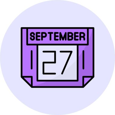 27 Eylül tek gün takvimi, web simgesi, basit vektör illüstrasyonu