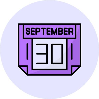 30 Eylül tek gün takvimi, web simgesi, basit vektör illüstrasyonu