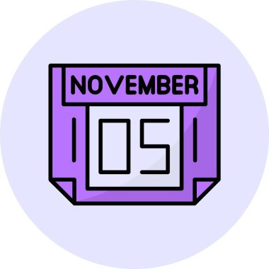 5 Kasım tek gün takvimi, web simgesi, basit vektör illüstrasyonu