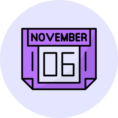 6 Kasım tek günlük takvim, web simgesi, basit vektör illüstrasyonu