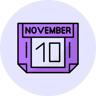 10 Kasım tek gün takvimi, web simgesi, basit vektör illüstrasyonu