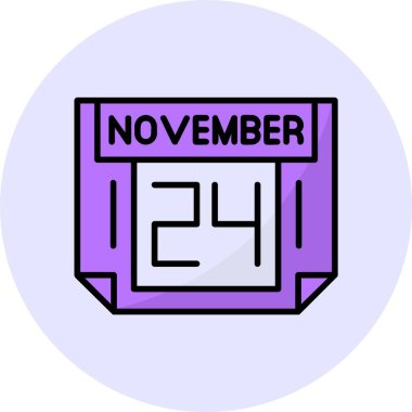 24 Kasım tek gün takvimi, web simgesi, basit vektör illüstrasyonu