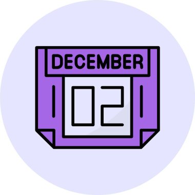 02 Aralık takvim tarihi vektör illüstrasyonu 