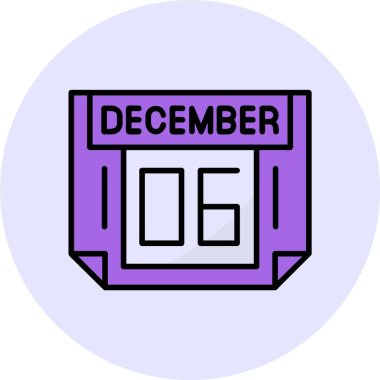 06 Aralık takvim tarihi vektör illüstrasyonu 