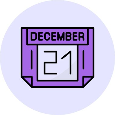 21 Aralık takvim tarihi vektör illüstrasyonu 