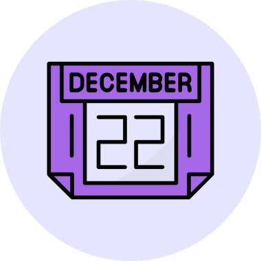 22 Aralık takvim tarihi vektör illüstrasyonu 