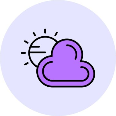 güzel bulut ve güneş vektör simgesi