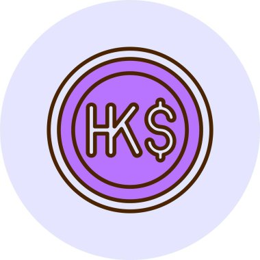 Hong Kong Dolar web simgesi vektör illüstrasyonu
