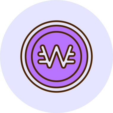 Güney Kore Won web simgesi vektör illüstrasyonu 