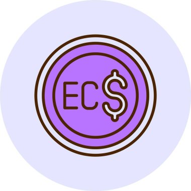 Doğu Karayip Doları ikon vektör illüstrasyonu 