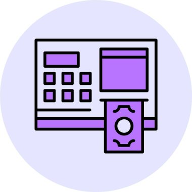 ATM web simgesi, basit vektör illüstrasyonu