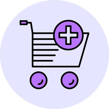 Cart web simgesine basit vektör illüstrasyonuna ekle