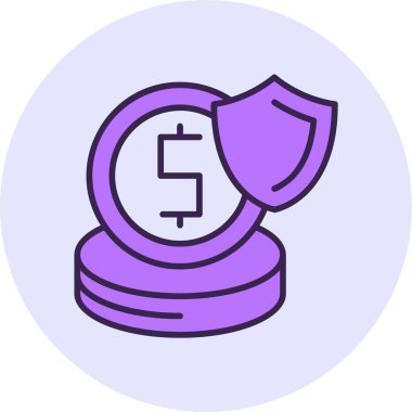 Finansal güvenlik web simgesi, basit vektör illüstrasyonu