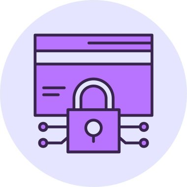 Veri şifreleme web simgesi, basit vektör illüstrasyonu