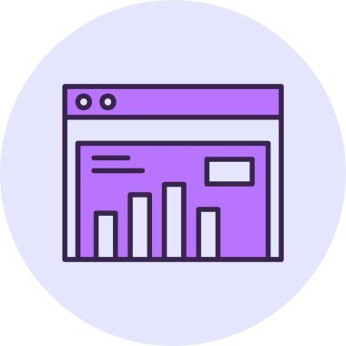 Web Sitesi İstatistikleri web simgesi, basit vektör illüstrasyonu