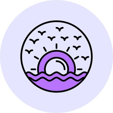 her gün doğumu boyama web simgesi vektör illüstrasyonu