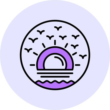 Plaj batımı web simgesi çizimi