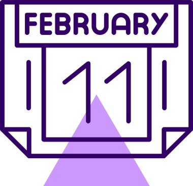 11 Şubat tek gün takvimi, web simgesi, basit vektör illüstrasyonu