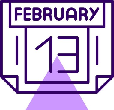 13 Şubat tek gün takvimi, web simgesi, basit vektör illüstrasyonu