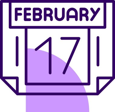 17 Şubat tek gün takvimi, web simgesi, basit vektör illüstrasyonu