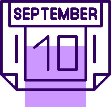 10 Eylül tek gün takvimi, web simgesi, basit vektör illüstrasyonu